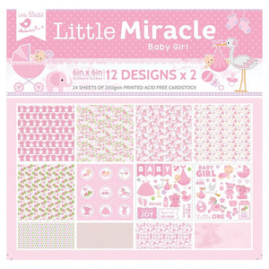 Little Birdie Cardstock 6" x 6" - Little Miracle Niña (24 hojas)