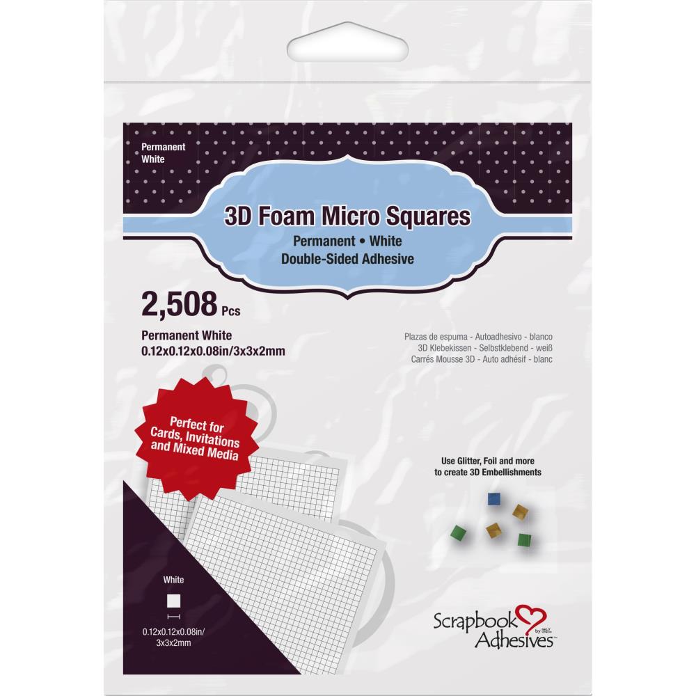 Scrapbook Adhesives 3D Foam Micro cuadrados (para alturas) - Blanco
