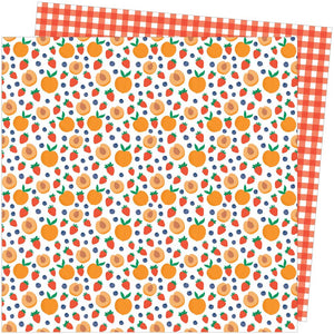 AC PATTERNED PAPER - PICNIC IN THE PARK - 12 X 12 - PEACH PIT