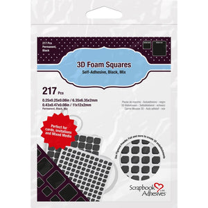 Scrapbook Adhesives 3D Foam Squares (para alturas) Variados - Negro 1/4" y 1/2"