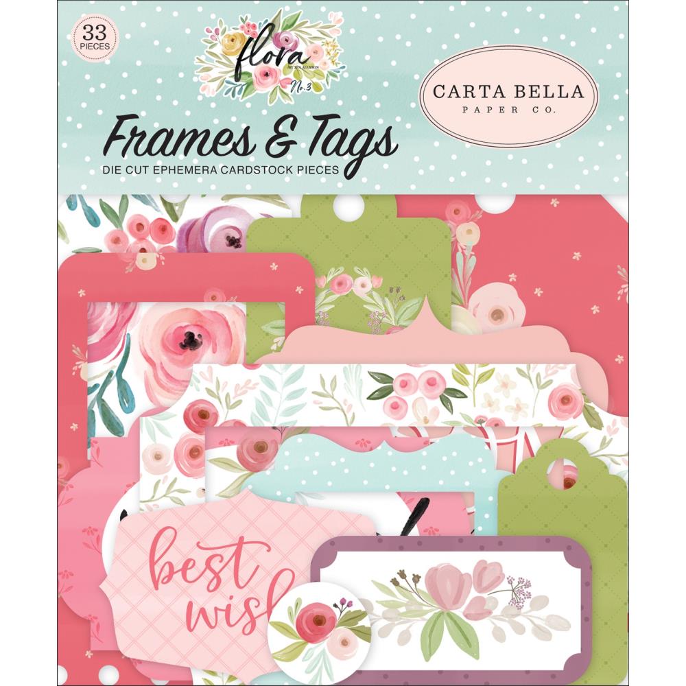 Carta Bella Cardstock Ephemera 33 Piezas - Frames & Tags, Flora No. 3