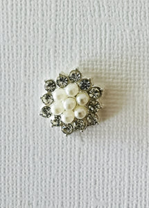 Botón centro con perlas 16mm (Paq de 10 unds) - Plateado