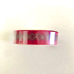 Rollo de cinta de 1/2¨  - Rojo vino con estampado(1 yarda)